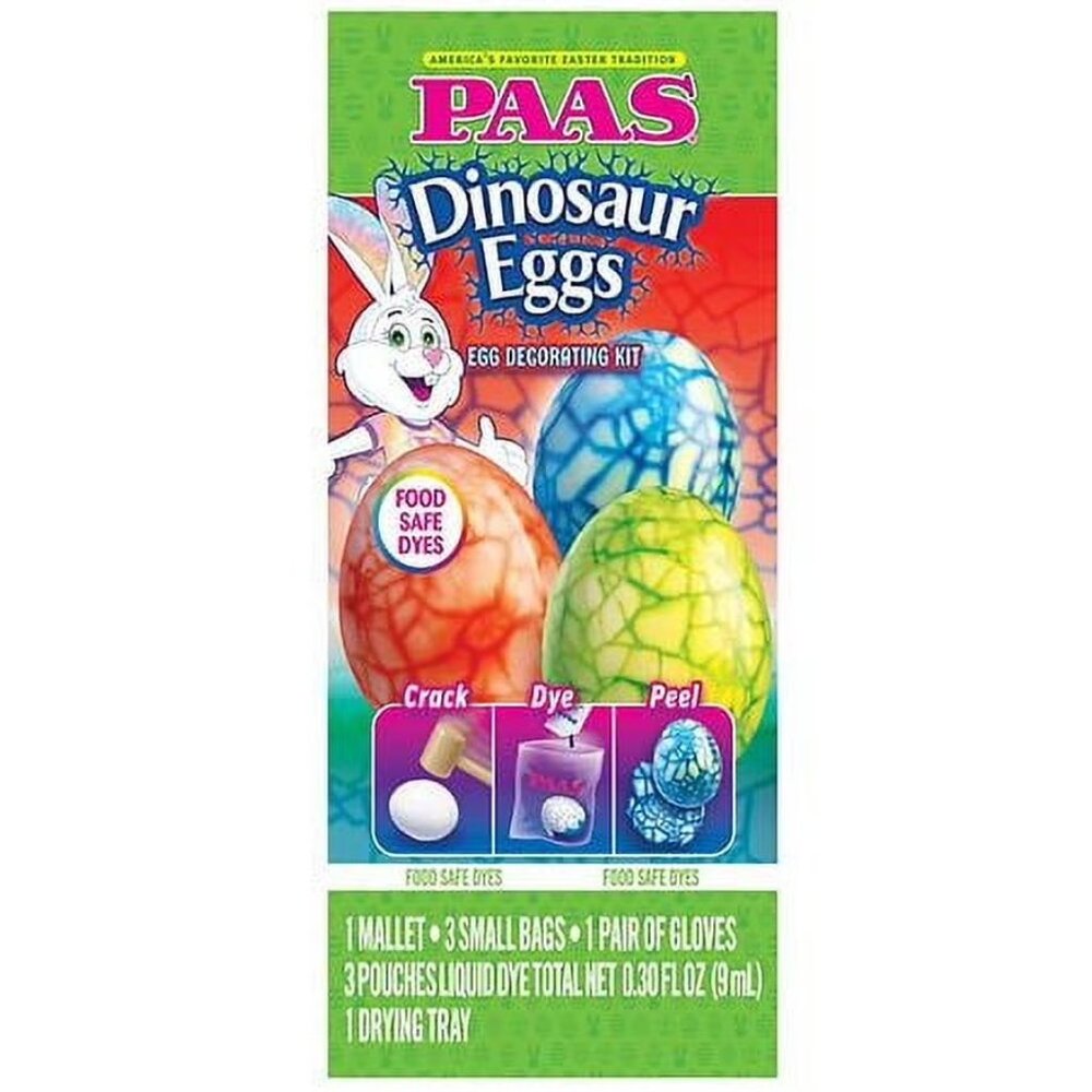 PAAS Dinosaur Eggs Decorating Kit Mallet Gloves Birthday Party Craft Easter Gift